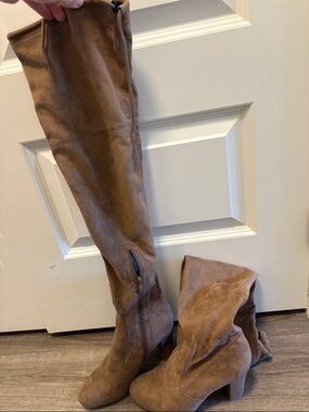 Tall Brown Suede Over-the-Knee Boots